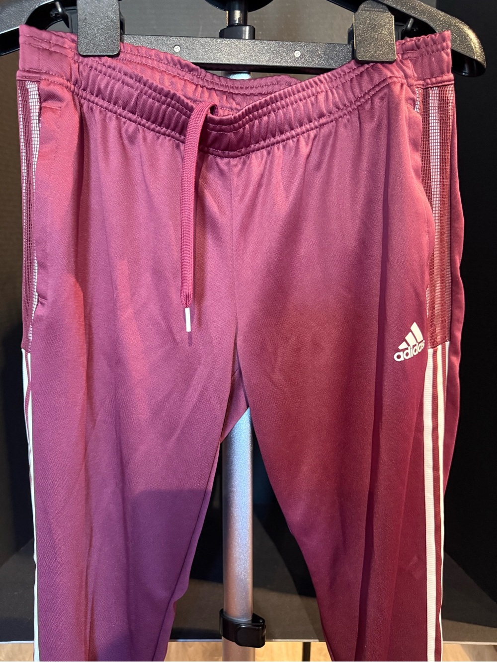 Adidas women’s  Maroon Track Pants with Side Stripes size medium